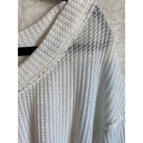 We The Free Top Women’s M Waffle Texture Tie Bottom Oversized Girl Coded Y2K - Picture 6 of 11